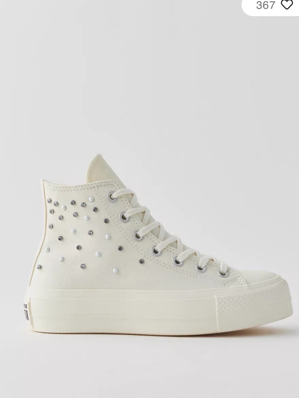 CONVERSE All Star Chuck Lift -Gems  Rhinestones & Pearls Shoes SZ8
